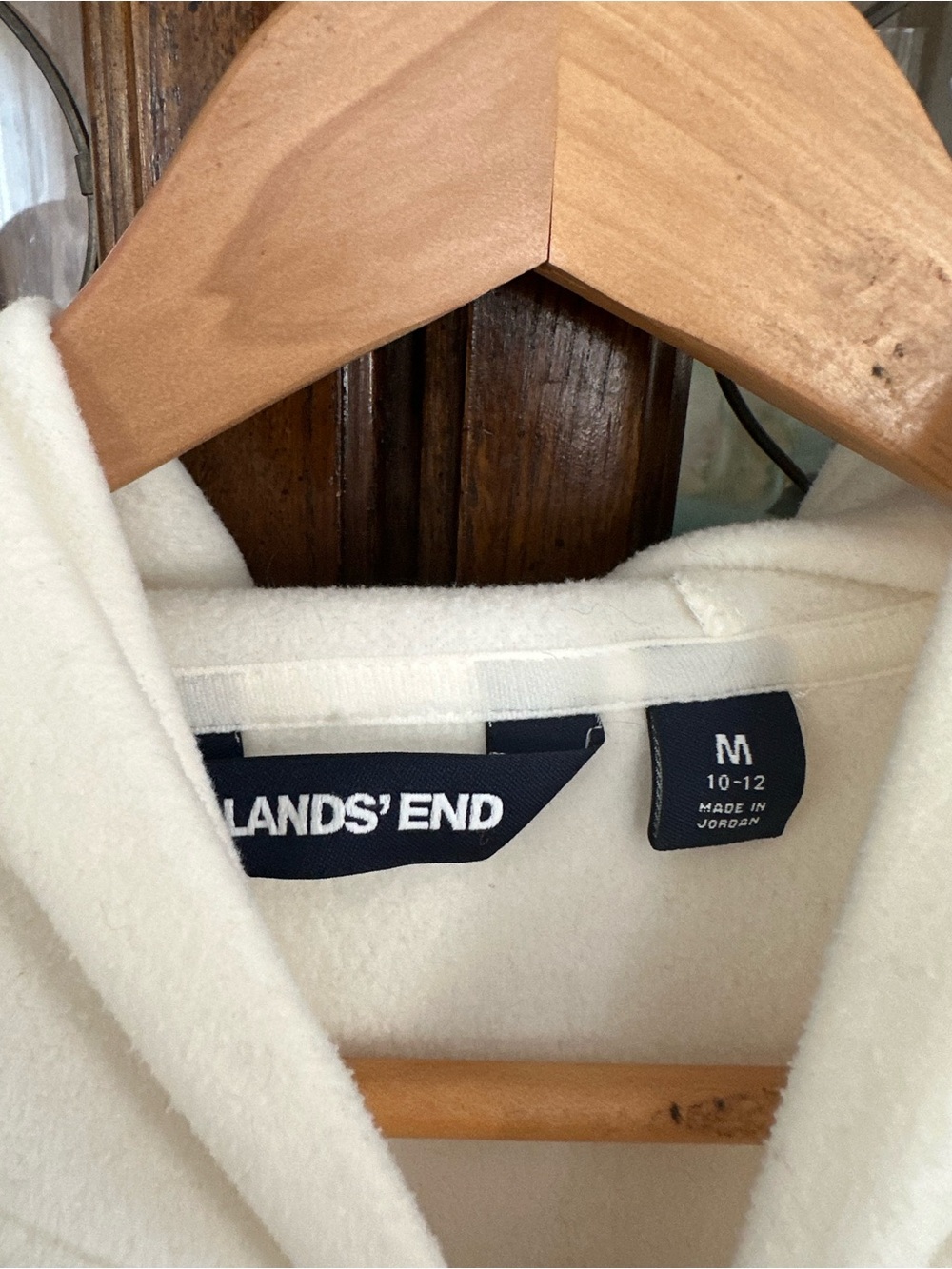 Lands' End Women’s Cream Fleece Hoodie - Picture 2 of 5